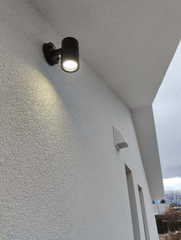 Exterior lighting detail of the completed turnkey SIP house